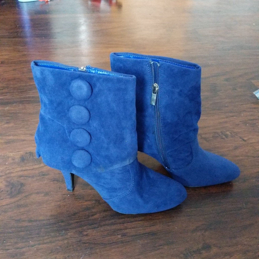 Faux Suede Blue Boot